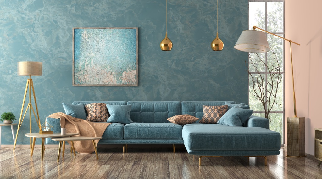 Buyers Guide to Modern Living Room Staging with Teal Sectional and Gold Accents.jpg