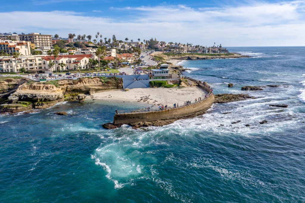 Luxury ocean view kitchen in La Jolla Shores home for sale