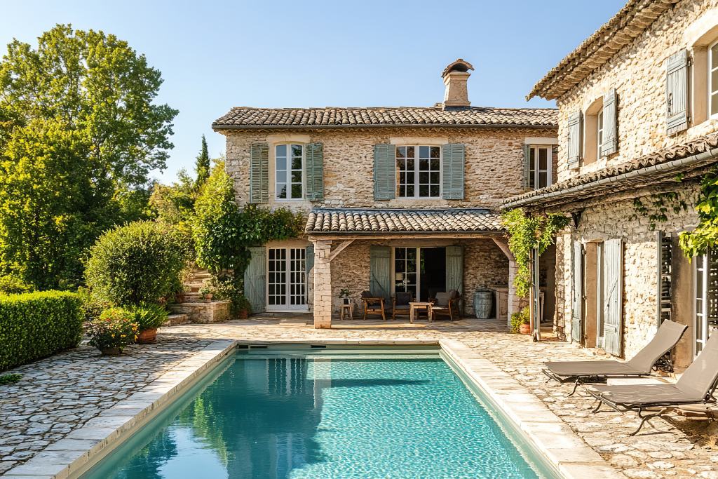 Luxury Provencal Stone Villa with Light Blue Shutters and Private Swimming Pool.jpg