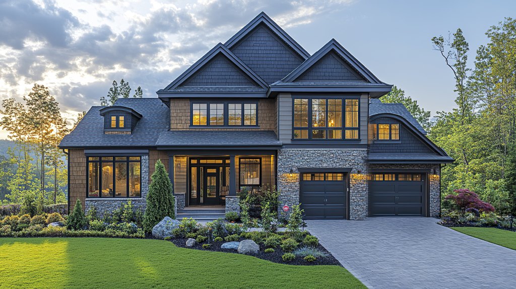 Multi Level Luxury Estate with Mixed Stone Shingle Siding and Triple Garage.jpg